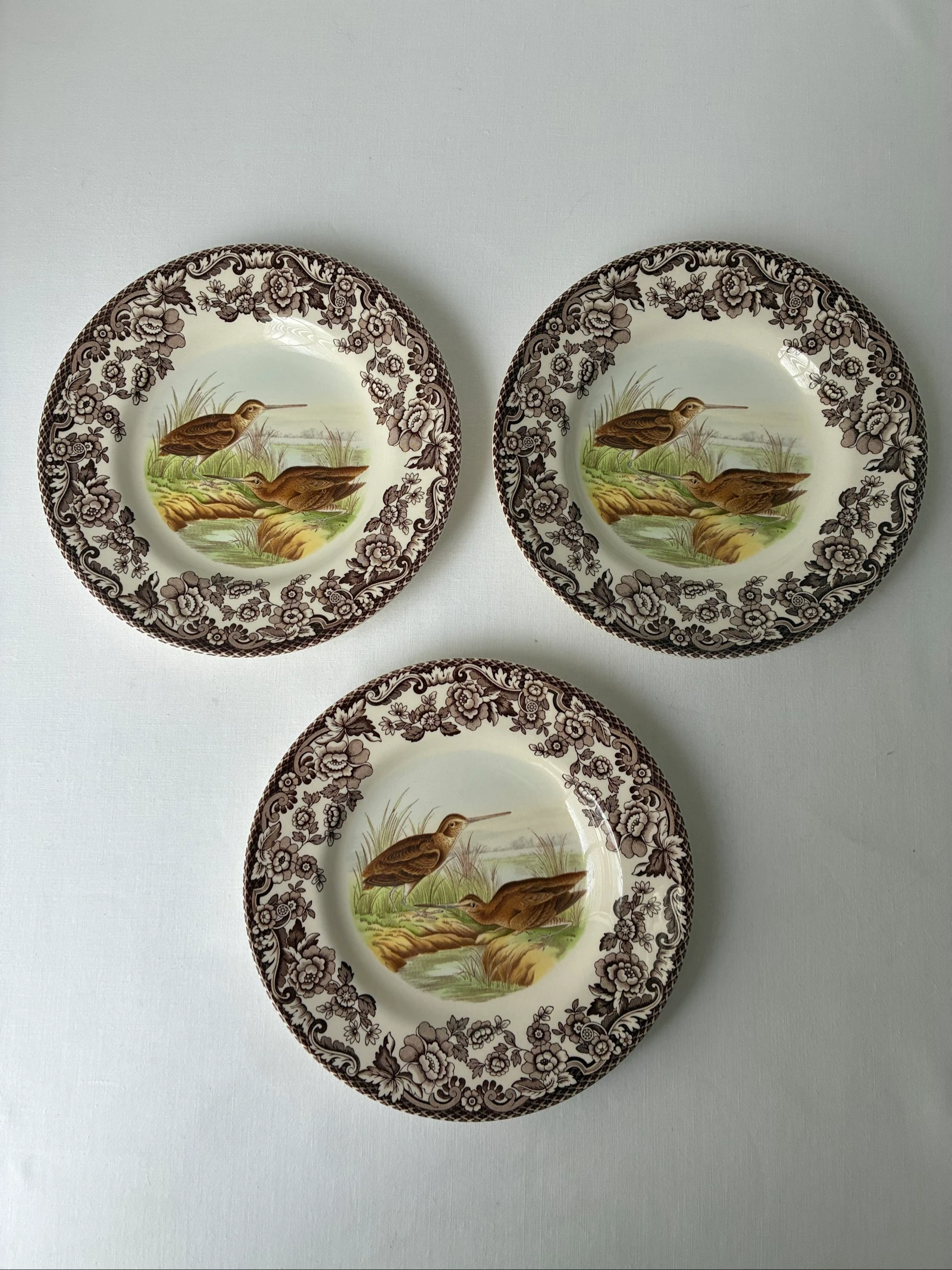 Spode Woodland 'Snipe' gebaksbordjes (set van 3